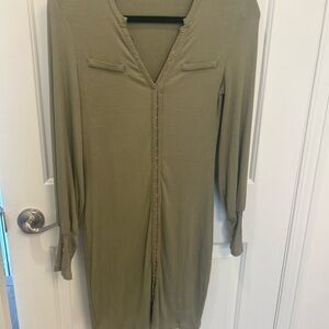 Avec Les Filles Khaki Long Sleeve Dress